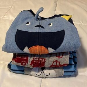 Set of 3 Carter’s 3T fleece zip onesie pajamas with footies